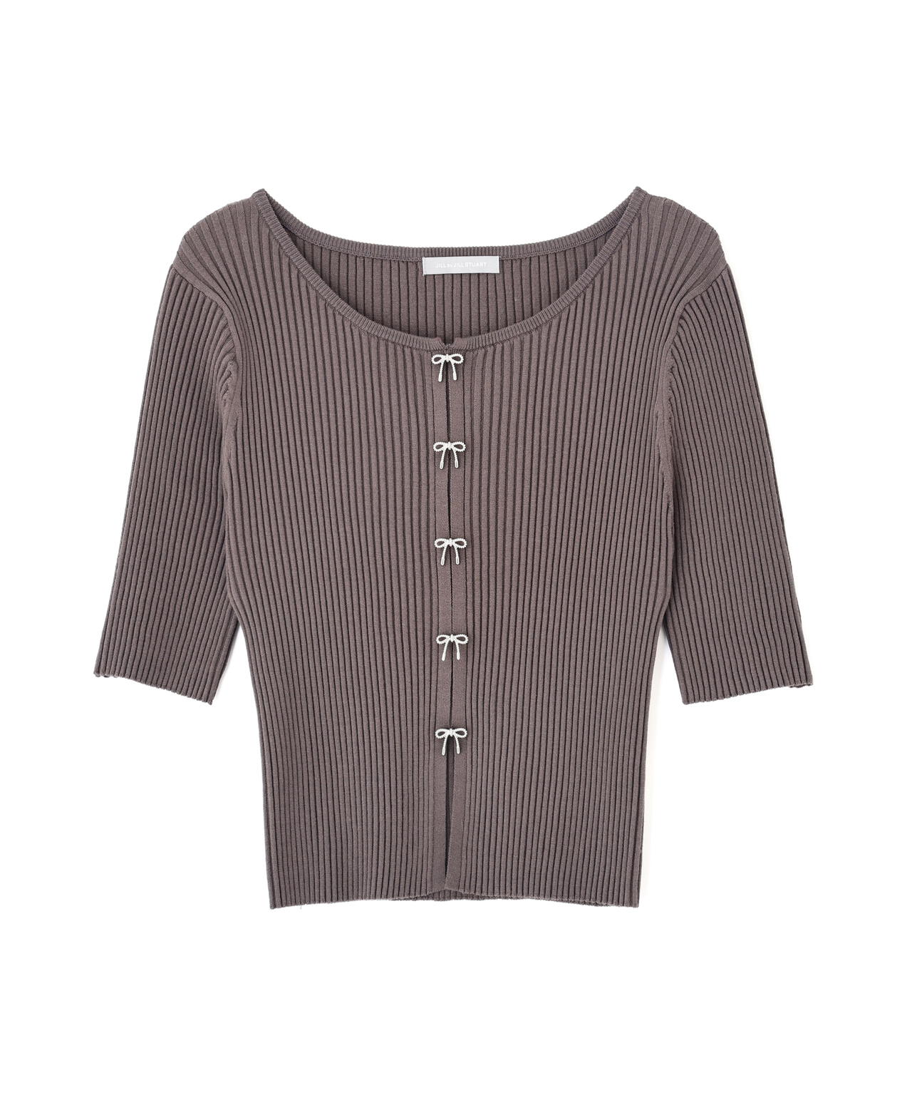 リボンビジューリブニット