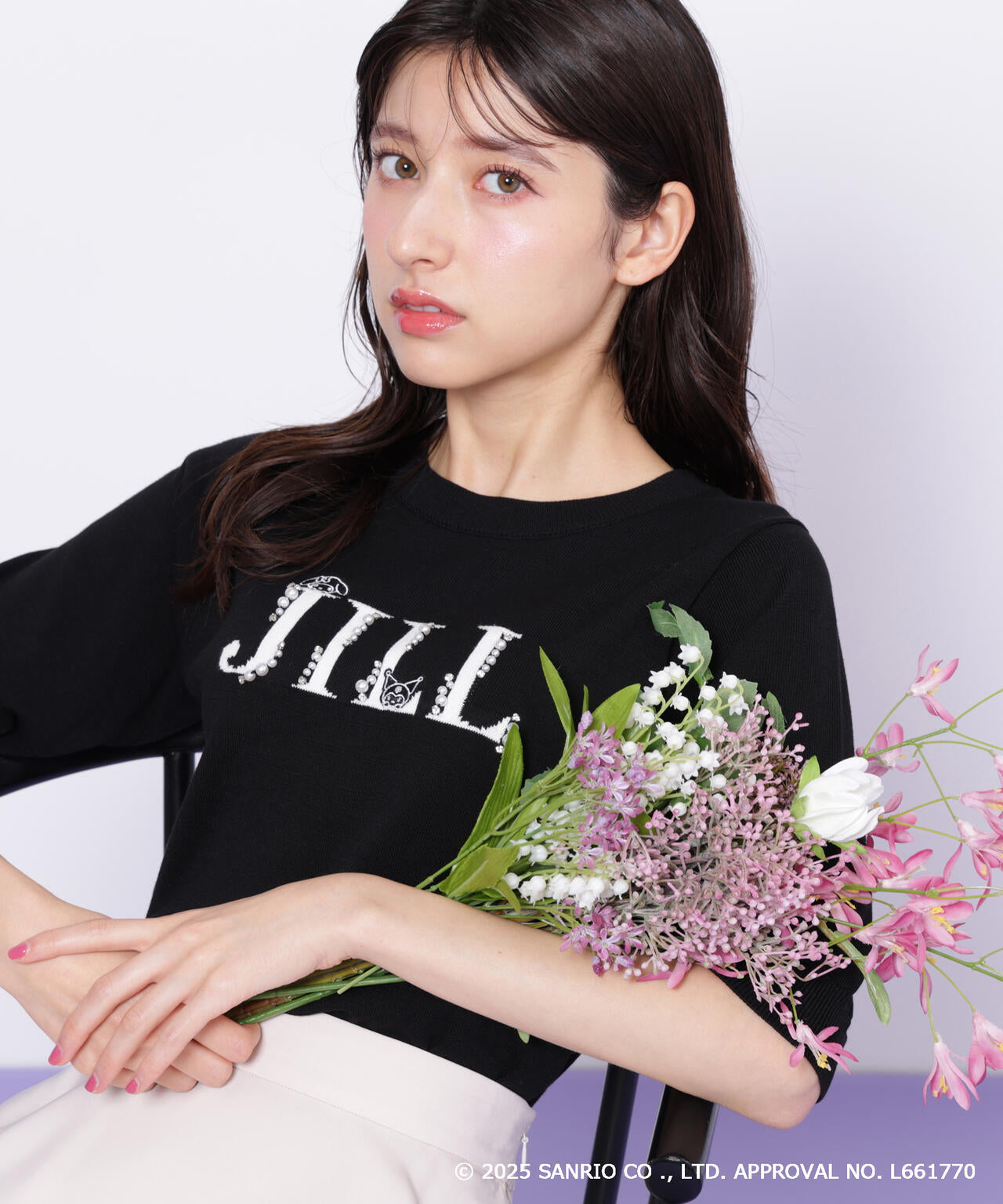 ＜マイメロディ＆クロミコラボ＞ロゴジャガードニット