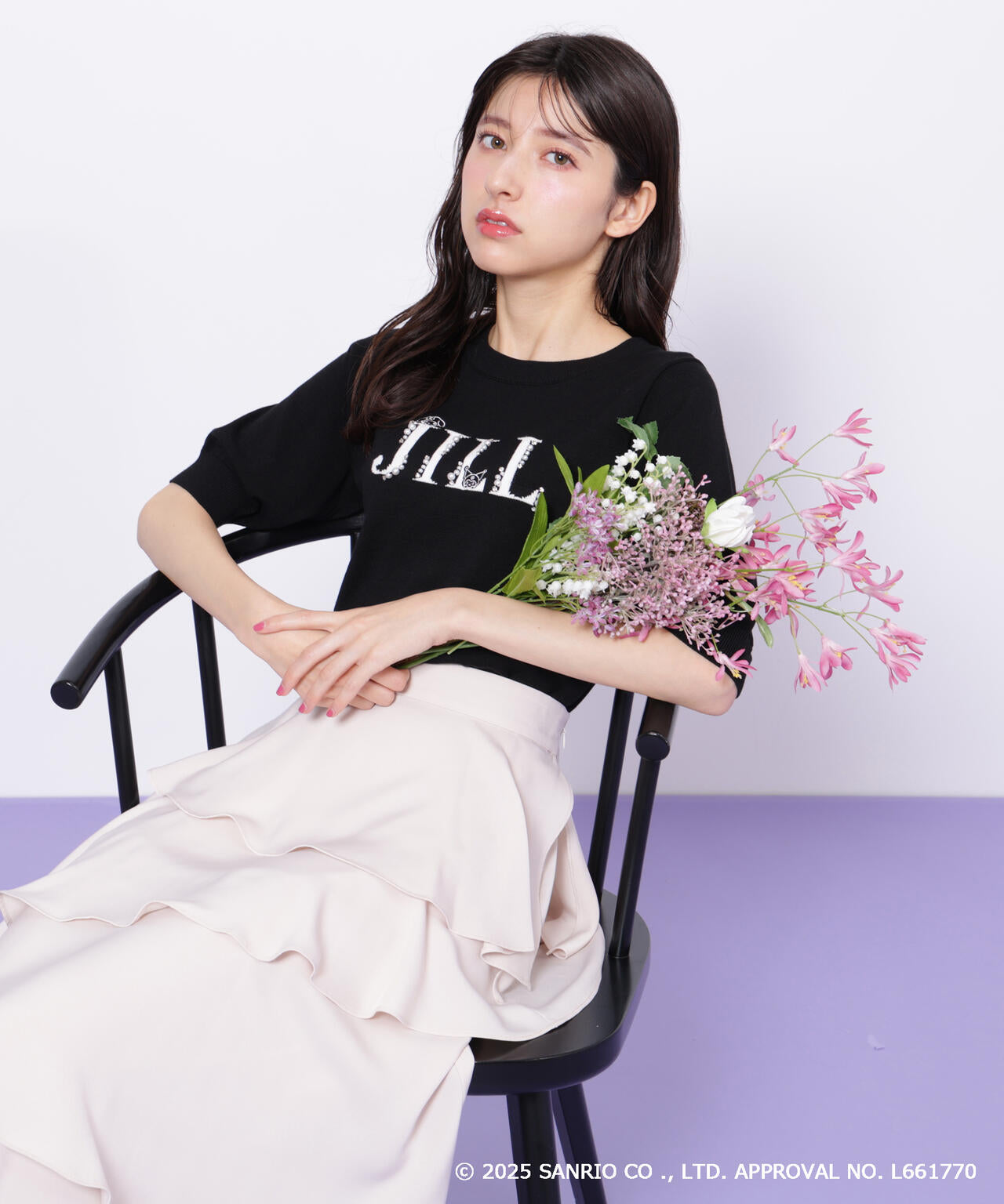 ＜マイメロディ＆クロミコラボ＞ロゴジャガードニット