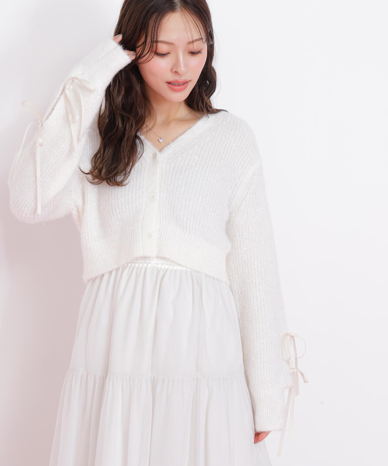 フィルムフェザーヤーンカーディガン