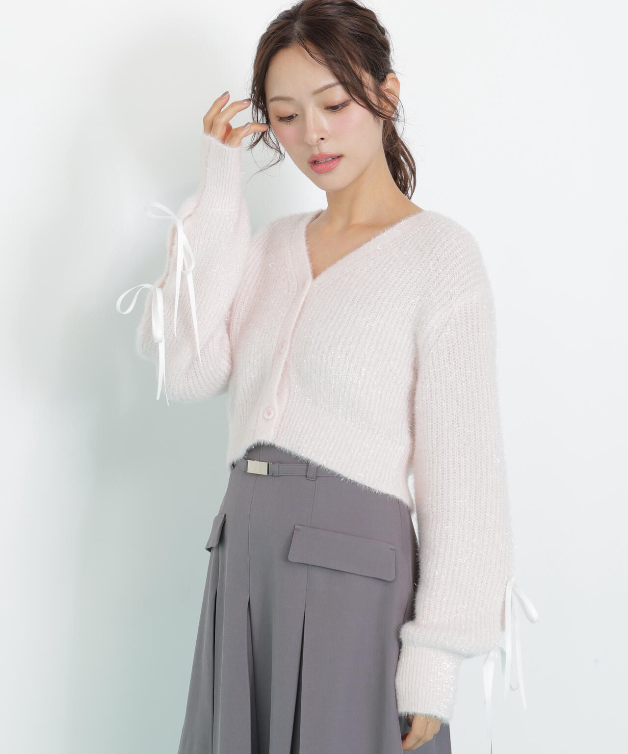 ジルバイジルスチュアート フィルム フェザー ヤーン カーデ ピンク 新品 タグ フィルムフェザーヤーンカーディガン | JILL by JILL STUART（ジル