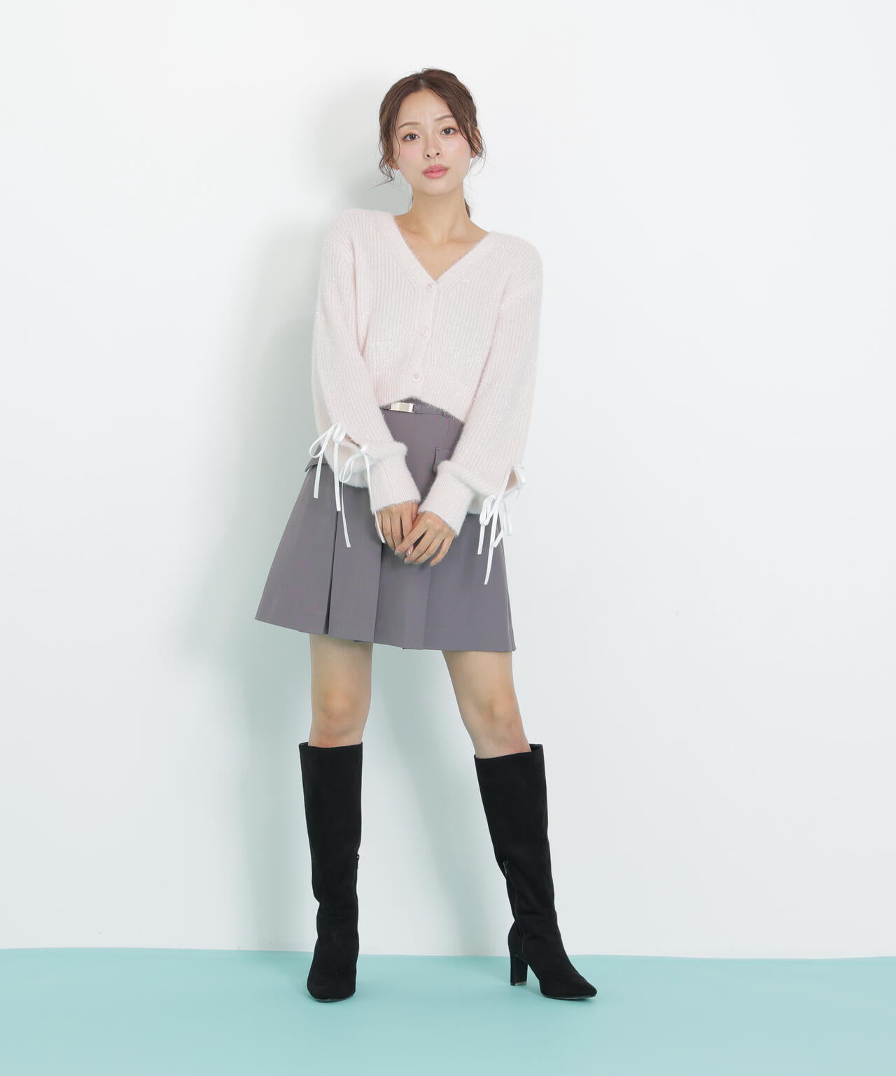 フィルムフェザーヤーンカーディガン