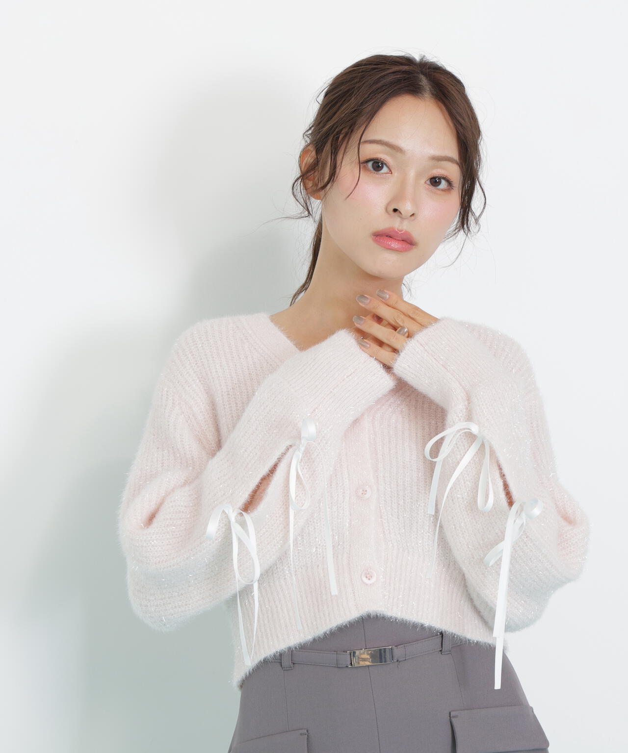 フィルムフェザーヤーンカーディガン