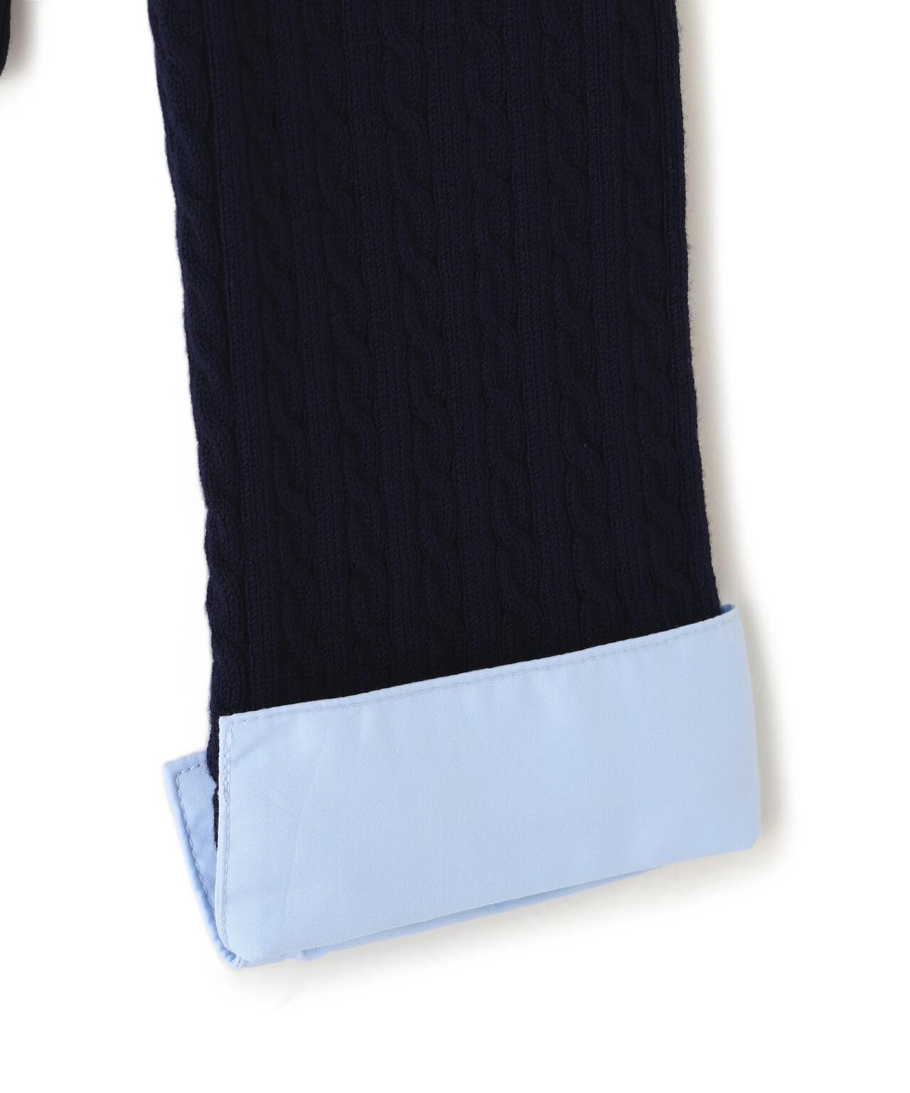 衿付きミニケーブルカーディガン