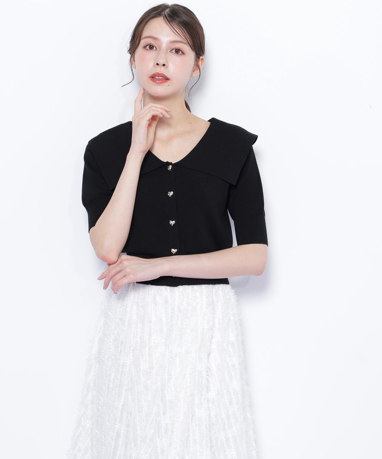 その他 Jill 半袖ビッグカラーデザイン釦ニット | JILL by JILL STUART（ジル バイ