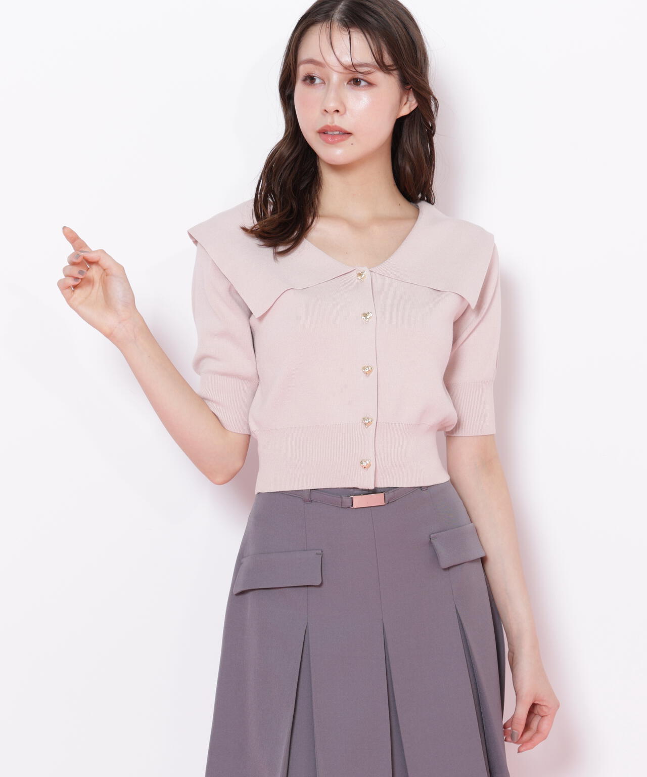 半袖ビッグカラーデザイン釦ニット | JILL by JILL STUART（ジル バイ