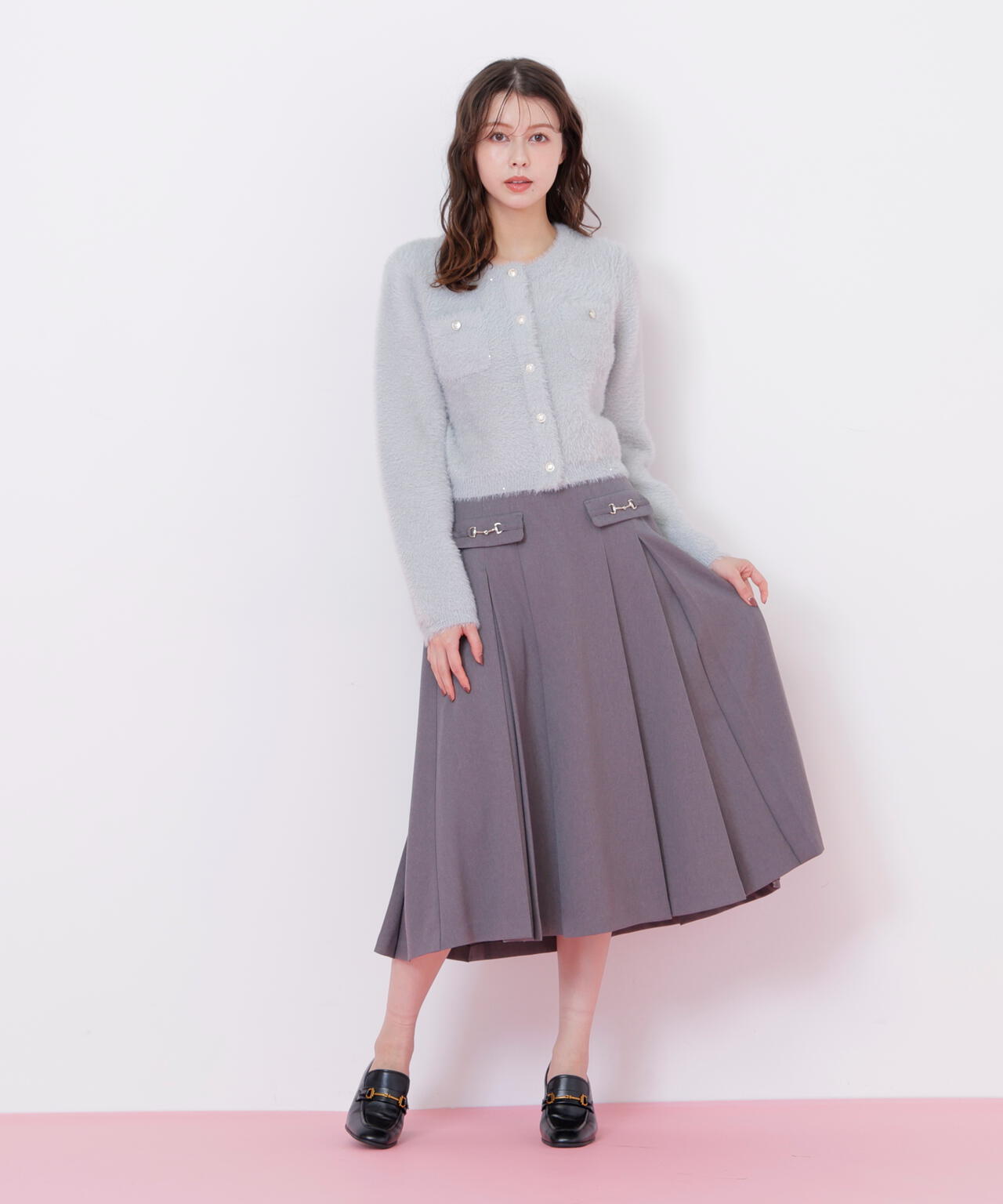 スパンコールフェザーニットジャケット