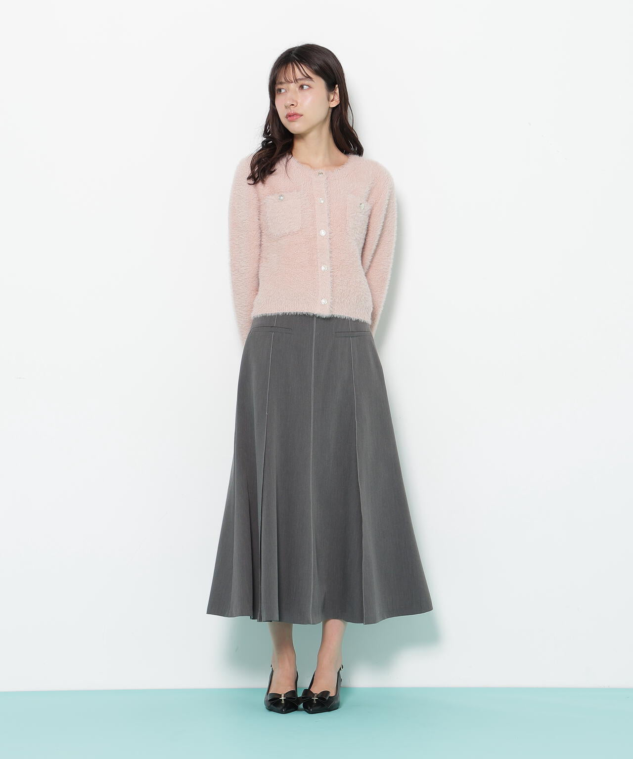 スパンコールフェザーニットジャケット