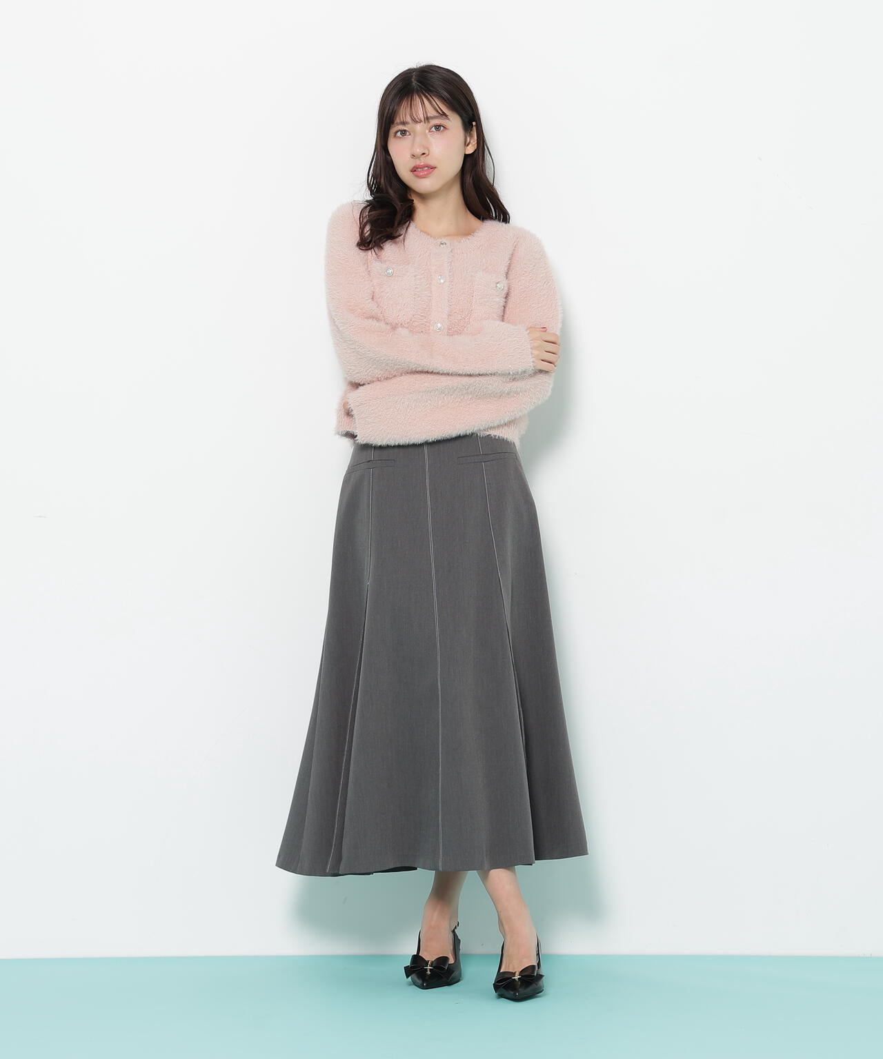 スパンコールフェザーニットジャケット