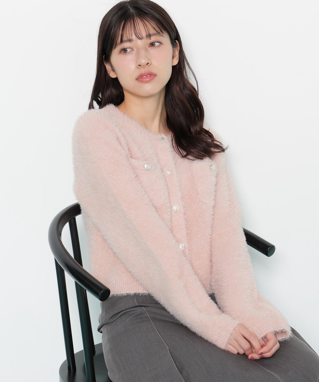 スパンコールフェザーニットジャケット