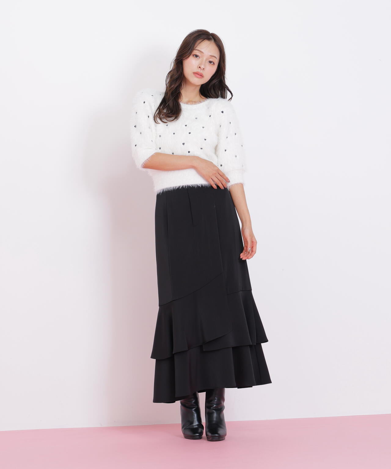 ハート刺繍シャギーニット | JILL by JILL STUART（ジル バイ ジル