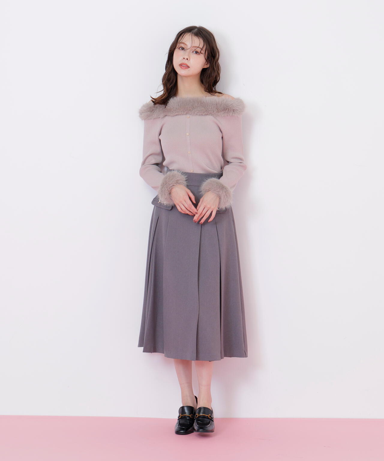 フェイクファートリムニット