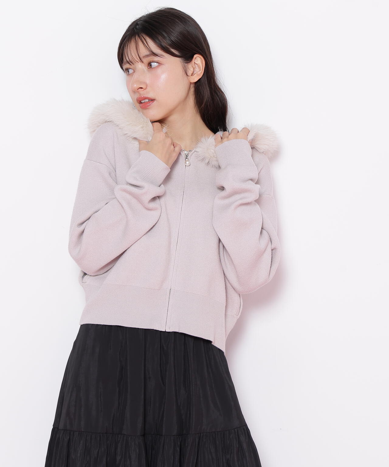 blancvert ファー付きダークグレーパーカー blancvert ファー付きダークグレーパーカー