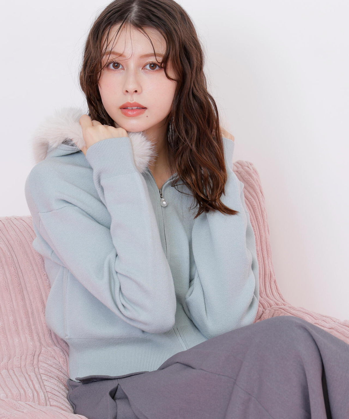 フェイクファー付きニットパーカー | JILL by JILL STUART（ジル バイ 