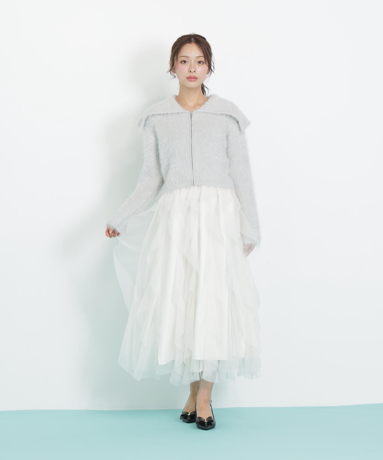 ラメフェザービッグカラーニットブルゾン | JILL by JILL STUART（ジル