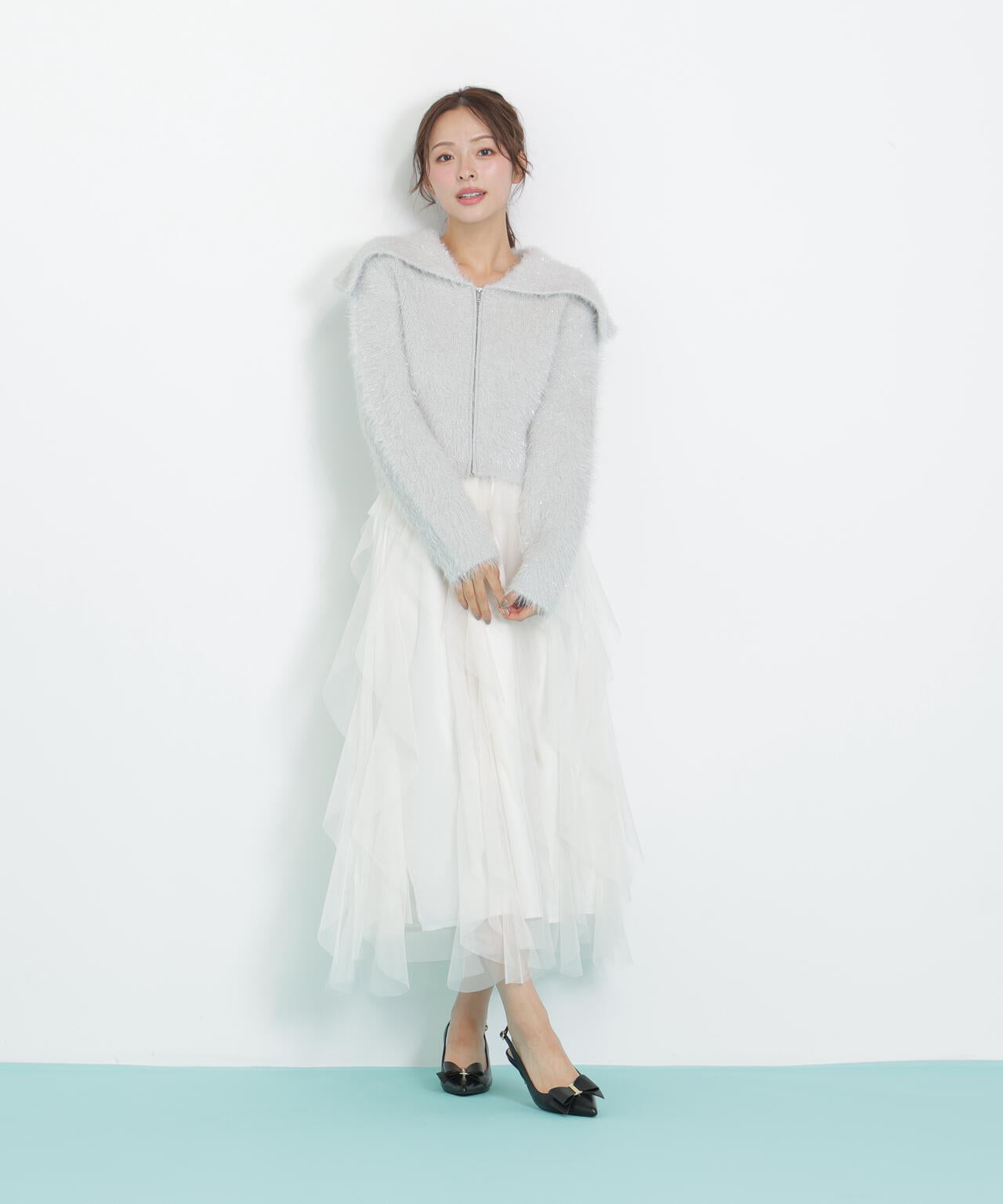 ラメフェザービッグカラーニットブルゾン | JILL by JILL STUART（ジル