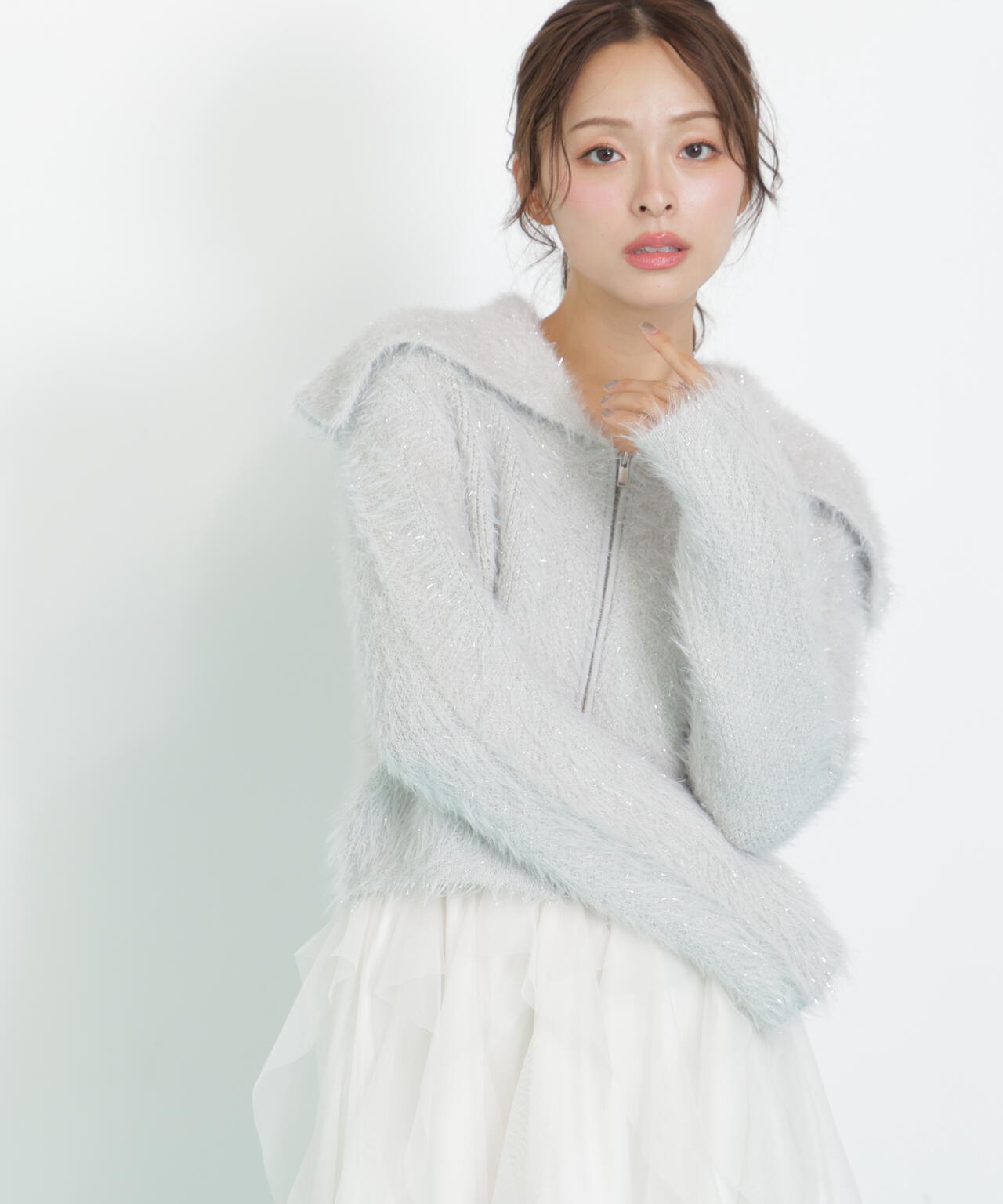 ラメフェザービッグカラーニットブルゾン | JILL by JILL STUART（ジル