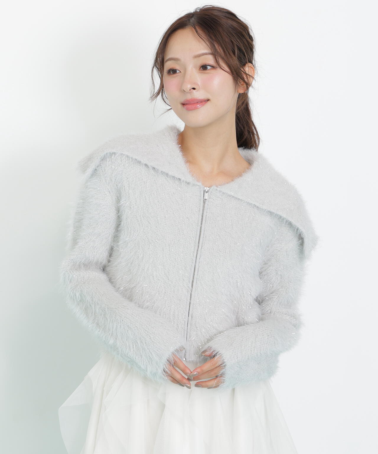 ラメフェザービッグカラーニットブルゾン | JILL by JILL STUART（ジル