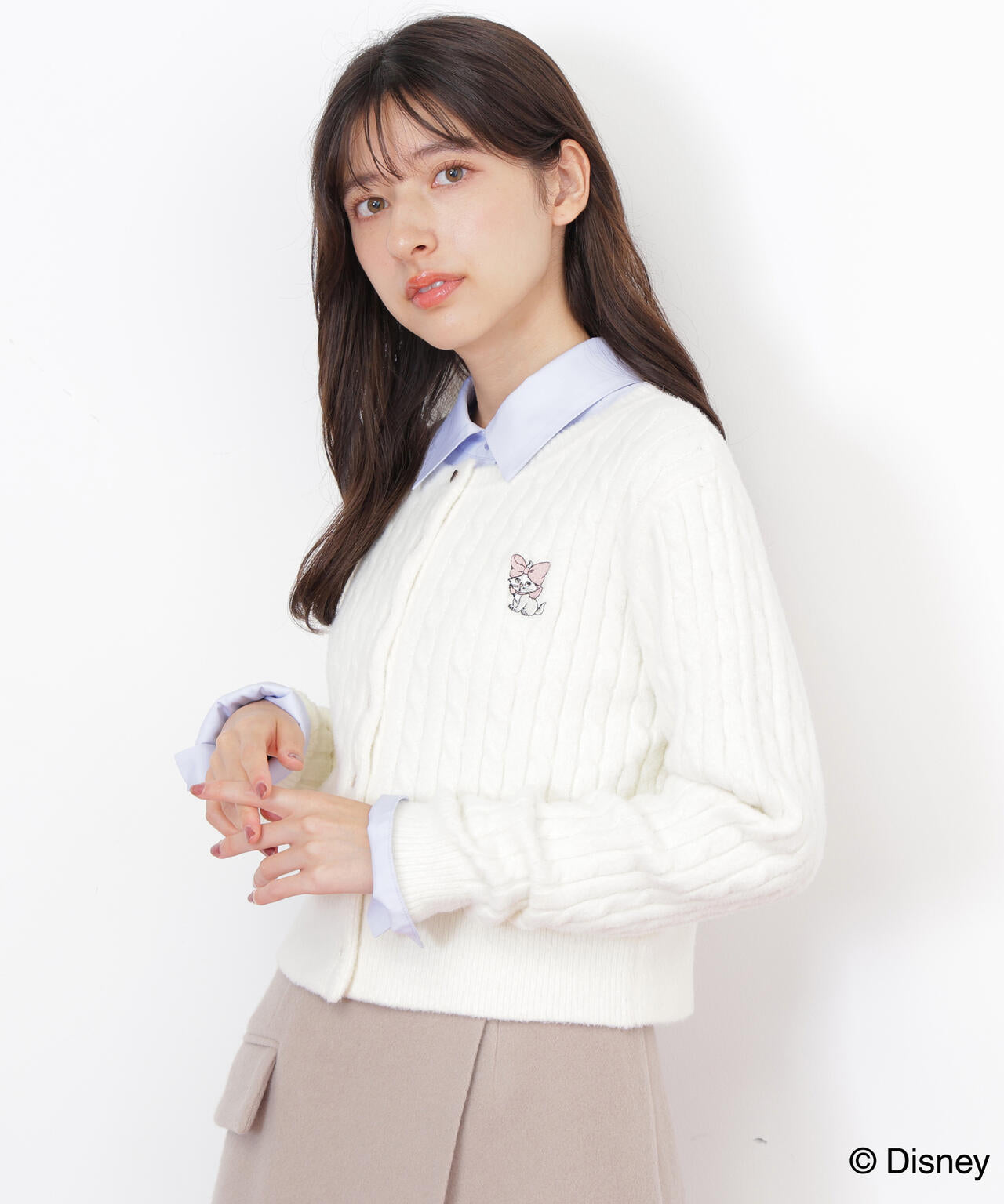Disney Marie/シャギーケーブルカーディガン
