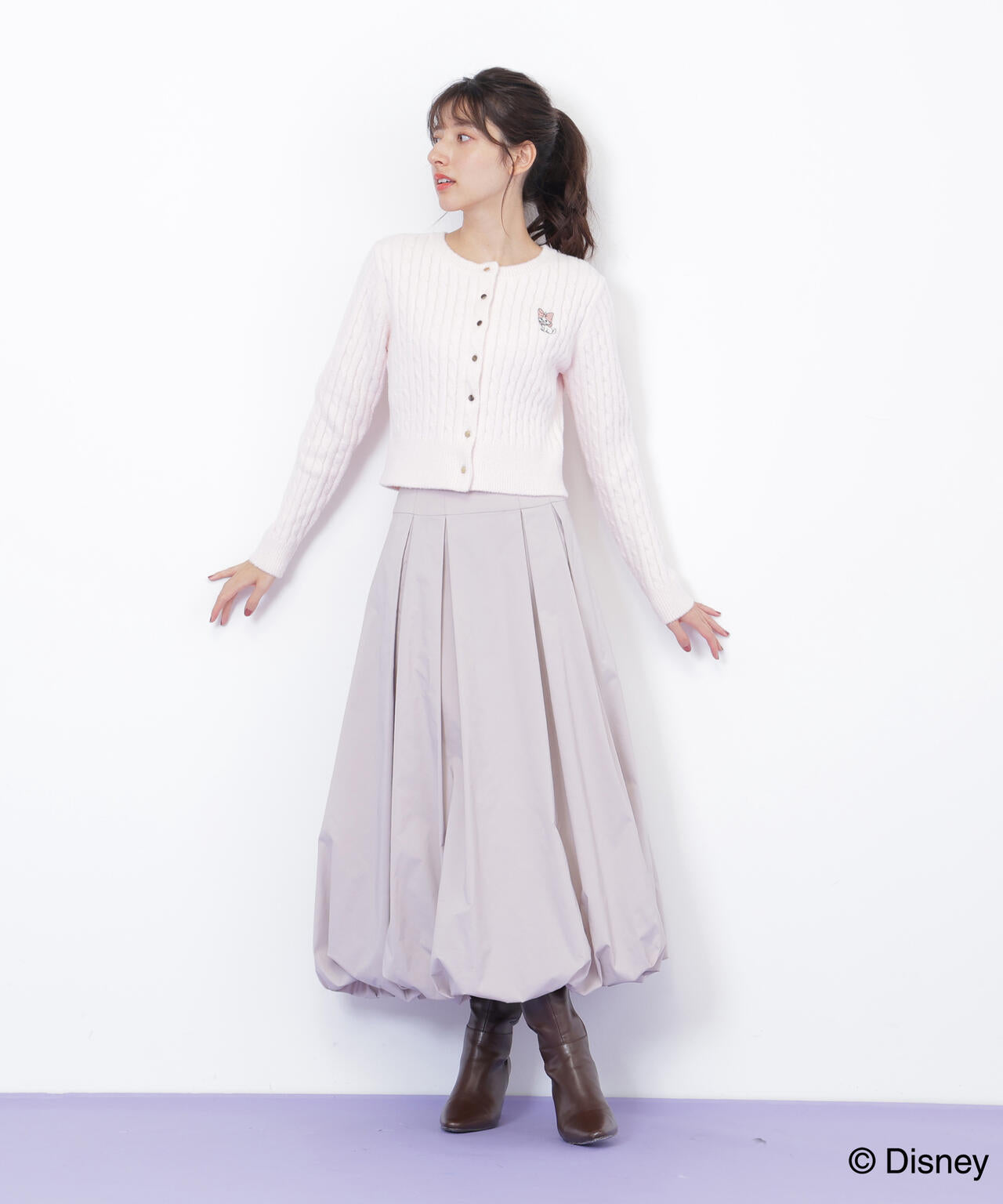 Disney Marie/シャギーケーブルカーディガン