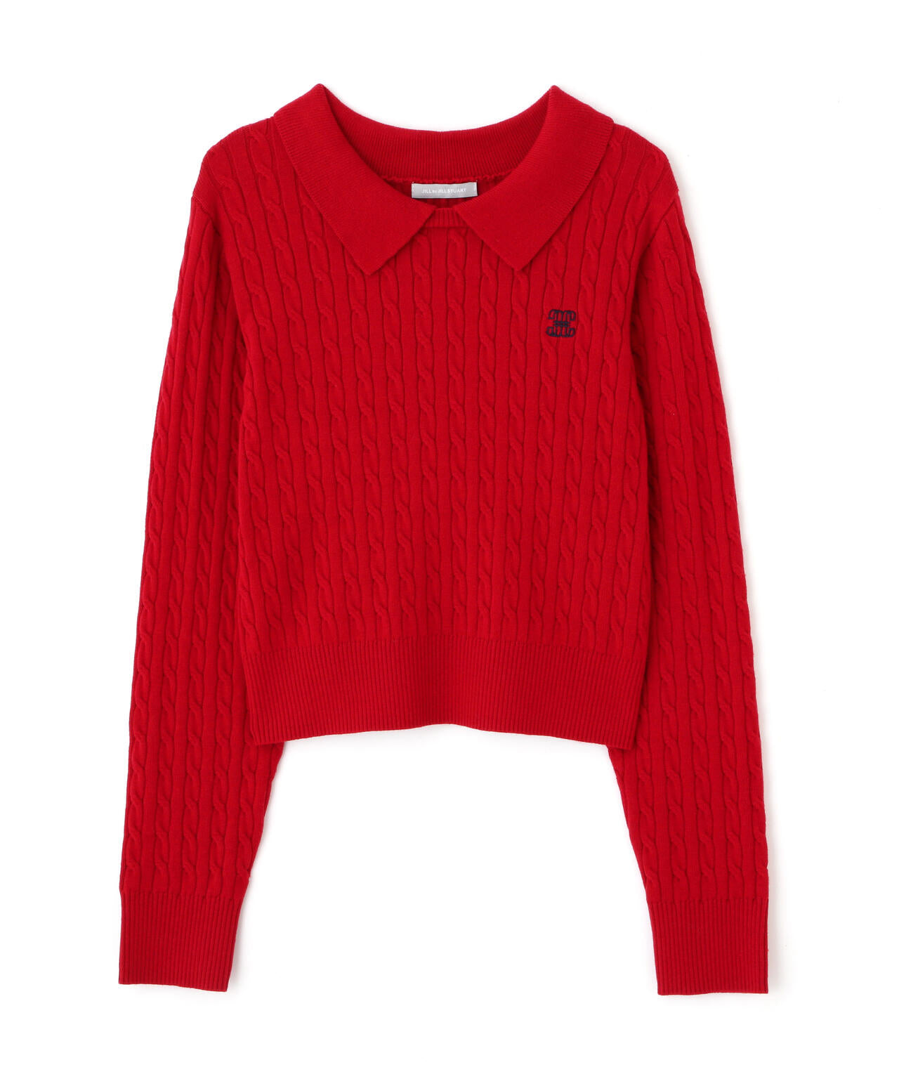 レイヤード衿ケーブルニット