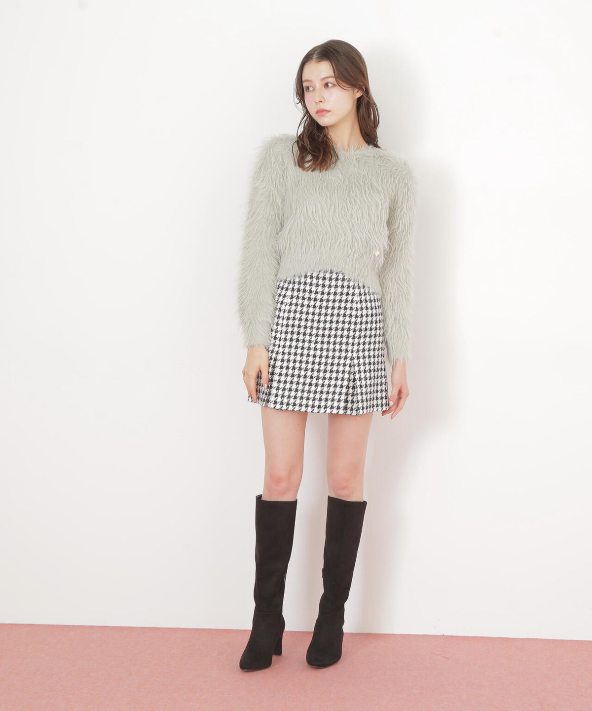 起毛ロングシャギーニット