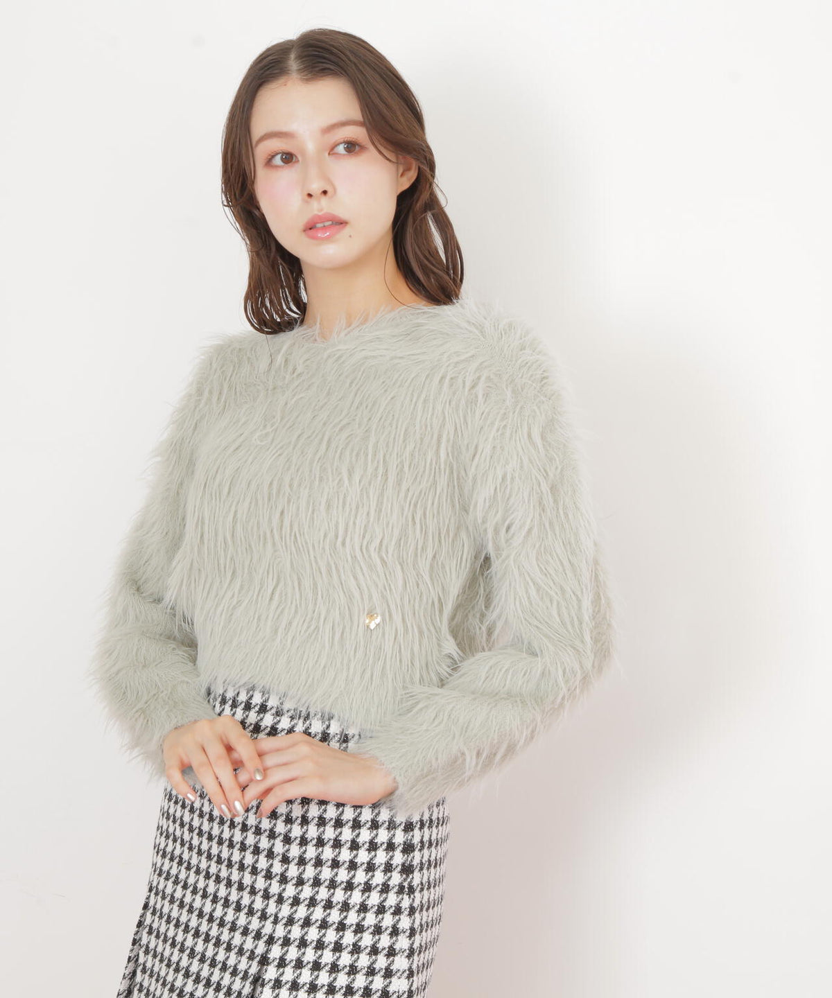 起毛ロングシャギーニット