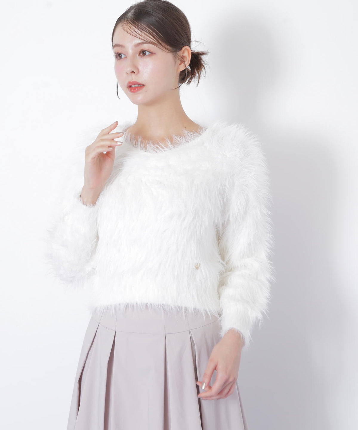 起毛ロングシャギーニット