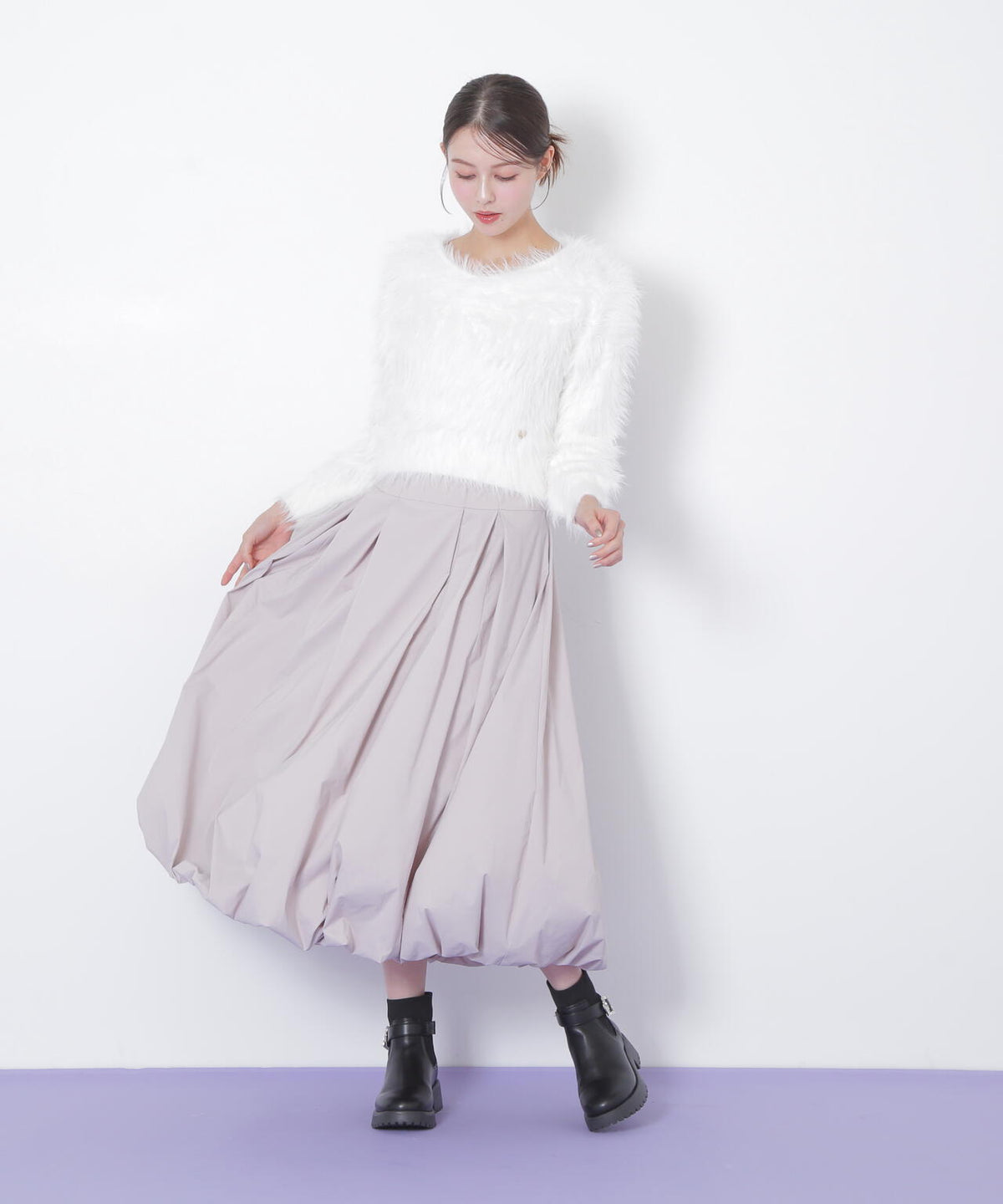起毛ロングシャギーニット