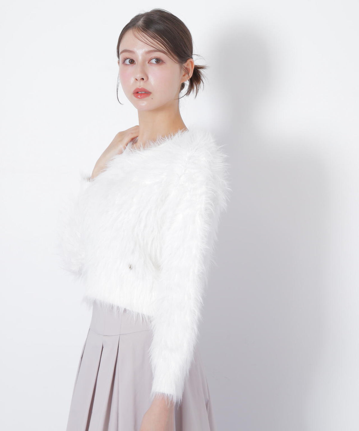 起毛ロングシャギーニット