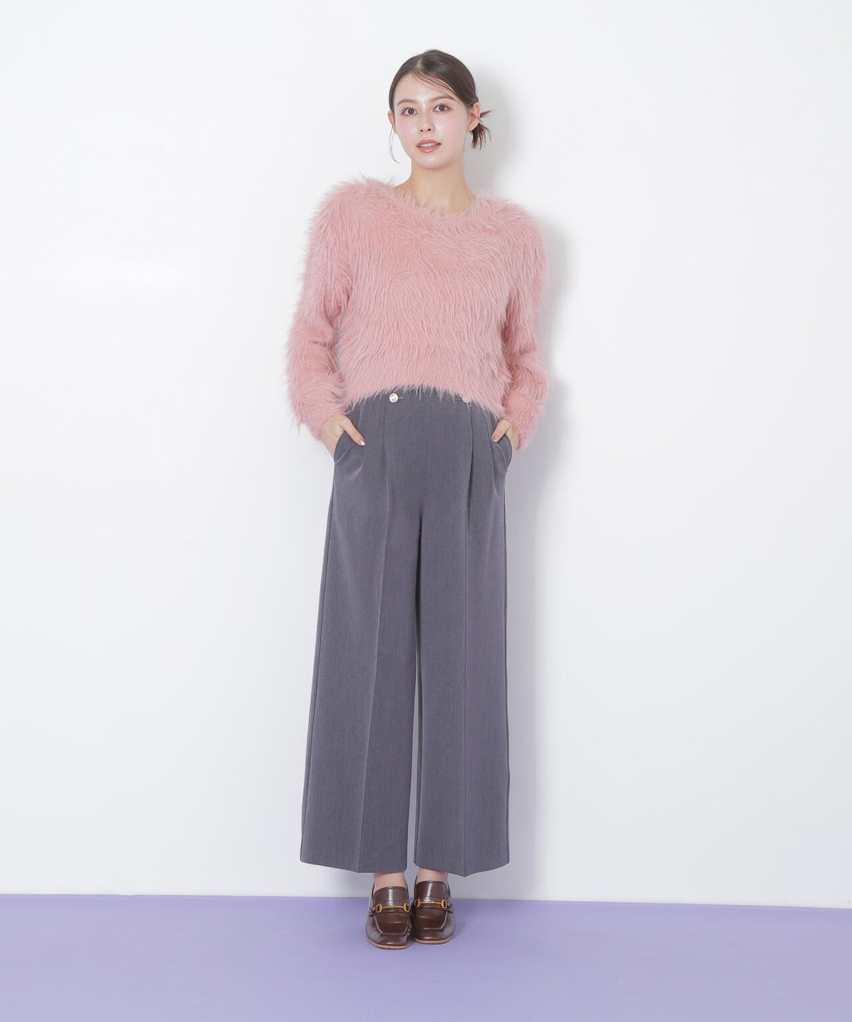 起毛ロングシャギーニット