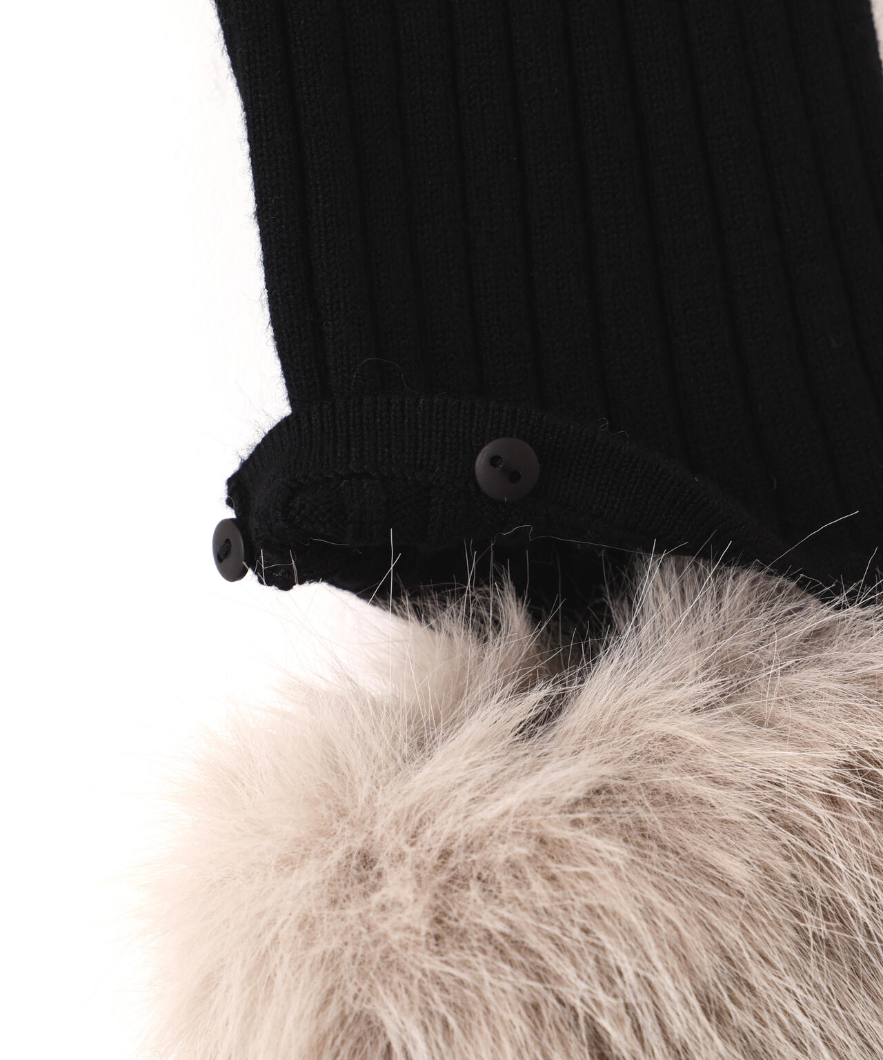 袖フェイクファーカーデトップス