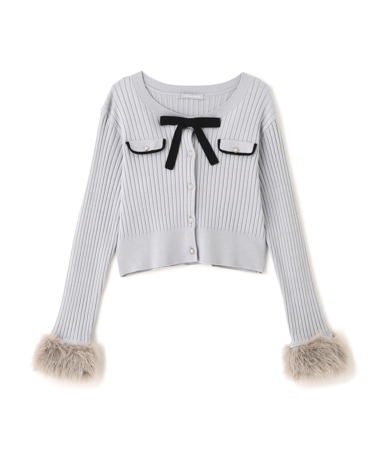 袖フェイクファーカーデトップス