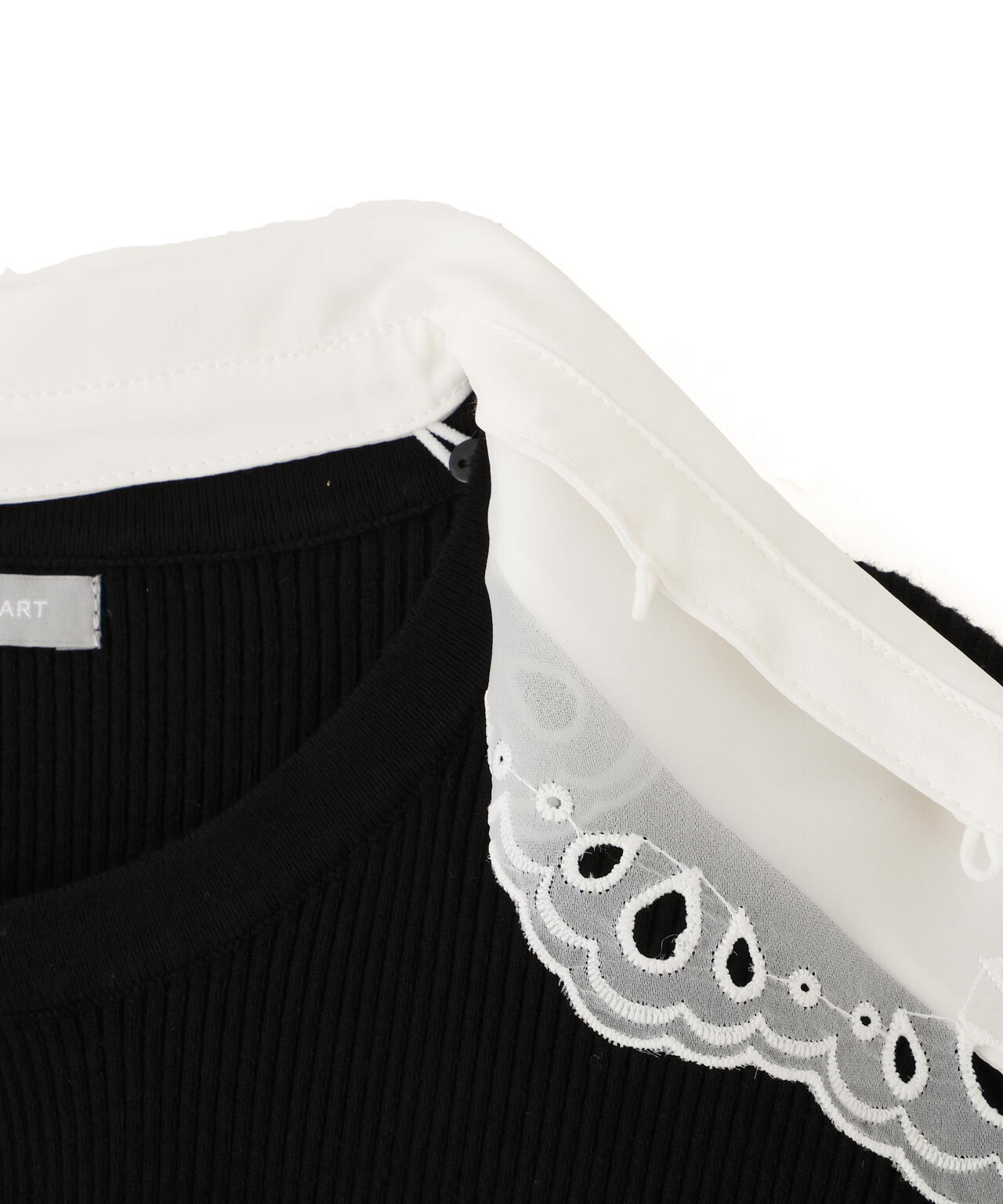 レース衿レイヤードニット