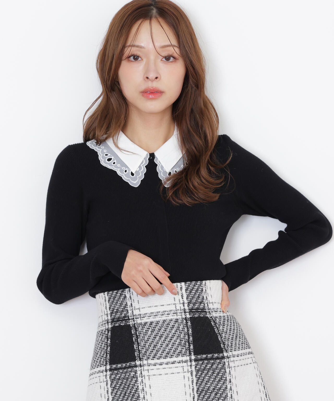 ジル バイ ジル スチュアート（JILL by JILL STUART）/レース衿レイヤードニット レース衿レイヤードニット | JILL by JILL STUART（ジル バイ ジル