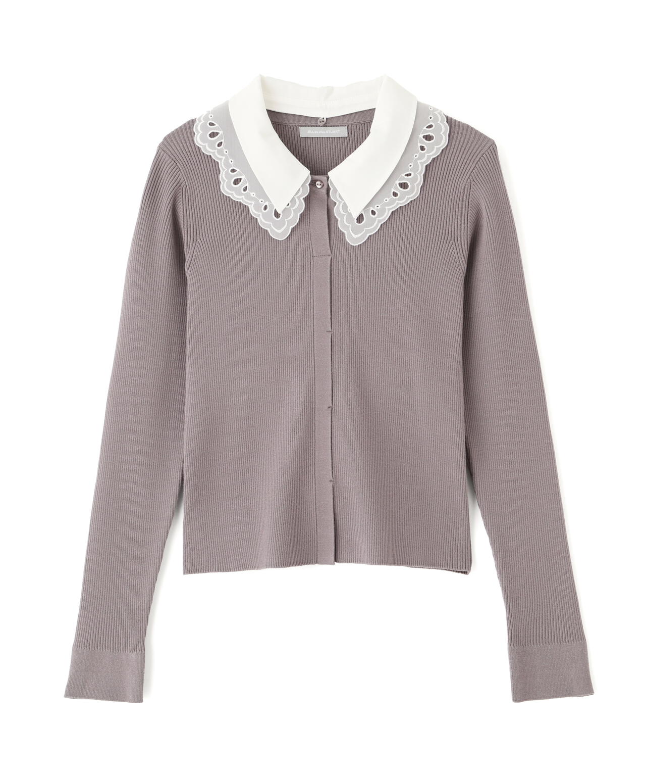 レース衿レイヤードニット