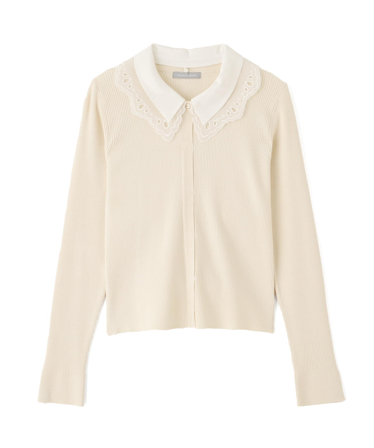 レース衿レイヤードニット