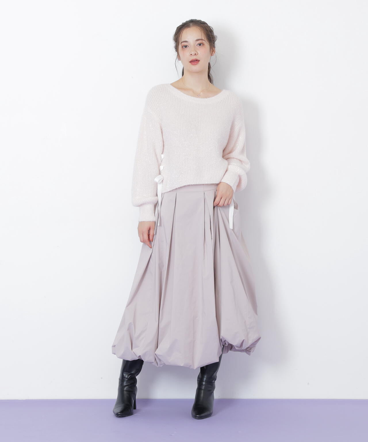 サイドリボンフィルムフェザーニット | JILL by JILL STUART