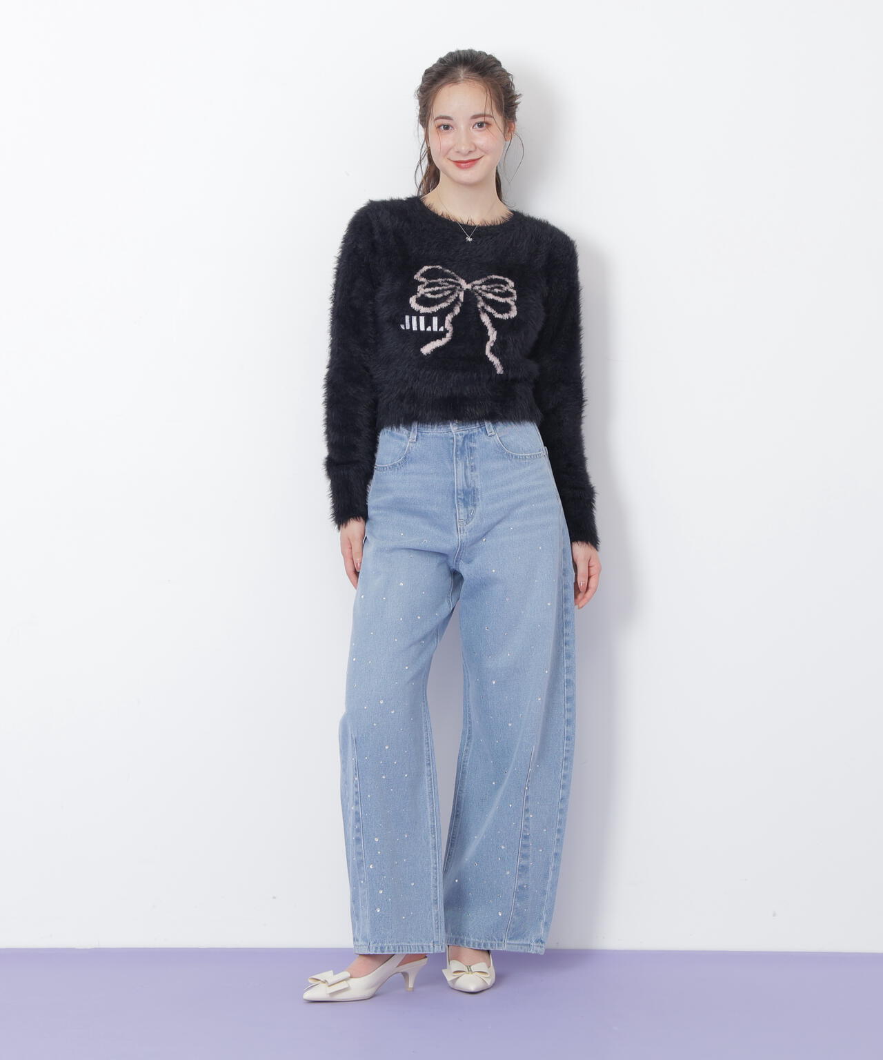 エムズグレイシー❤︎リボンコサージュ付きフリンジニット　42 エムズグレイシー❤︎リボンコサージュ付きフリンジニット 42 エムズ