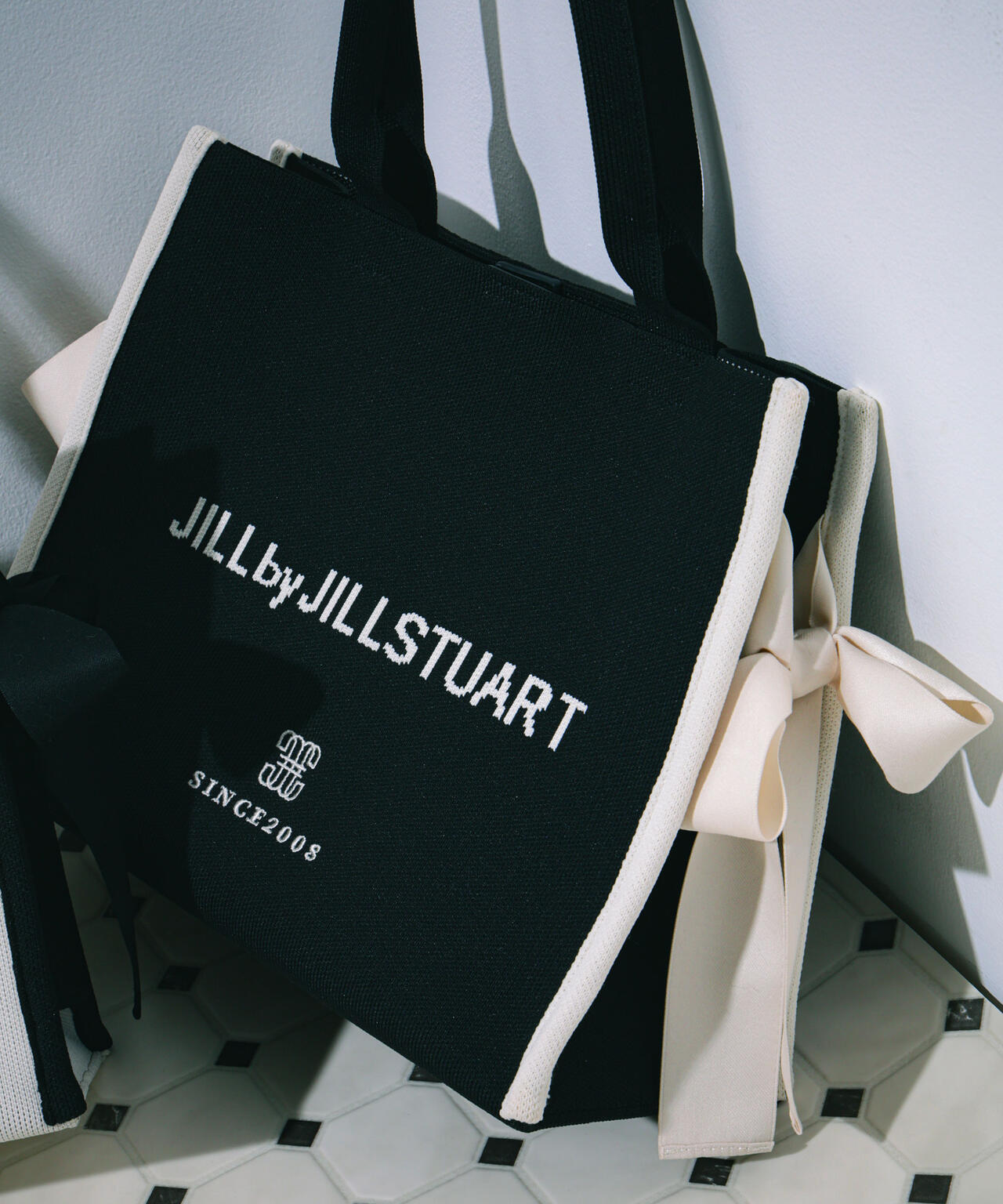 サイドリボンニットトートバッグ