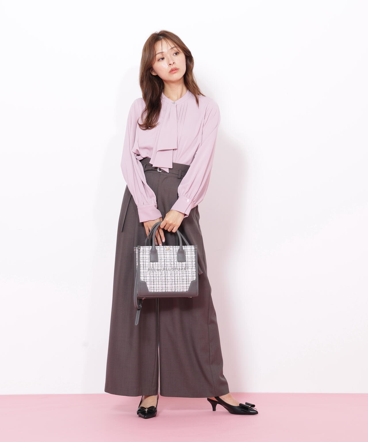 ＜WEB限定カラーあり＞ツイードショルダートート