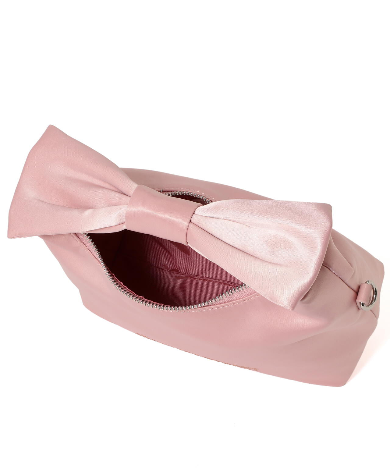 リボンハンドルサテンバッグ