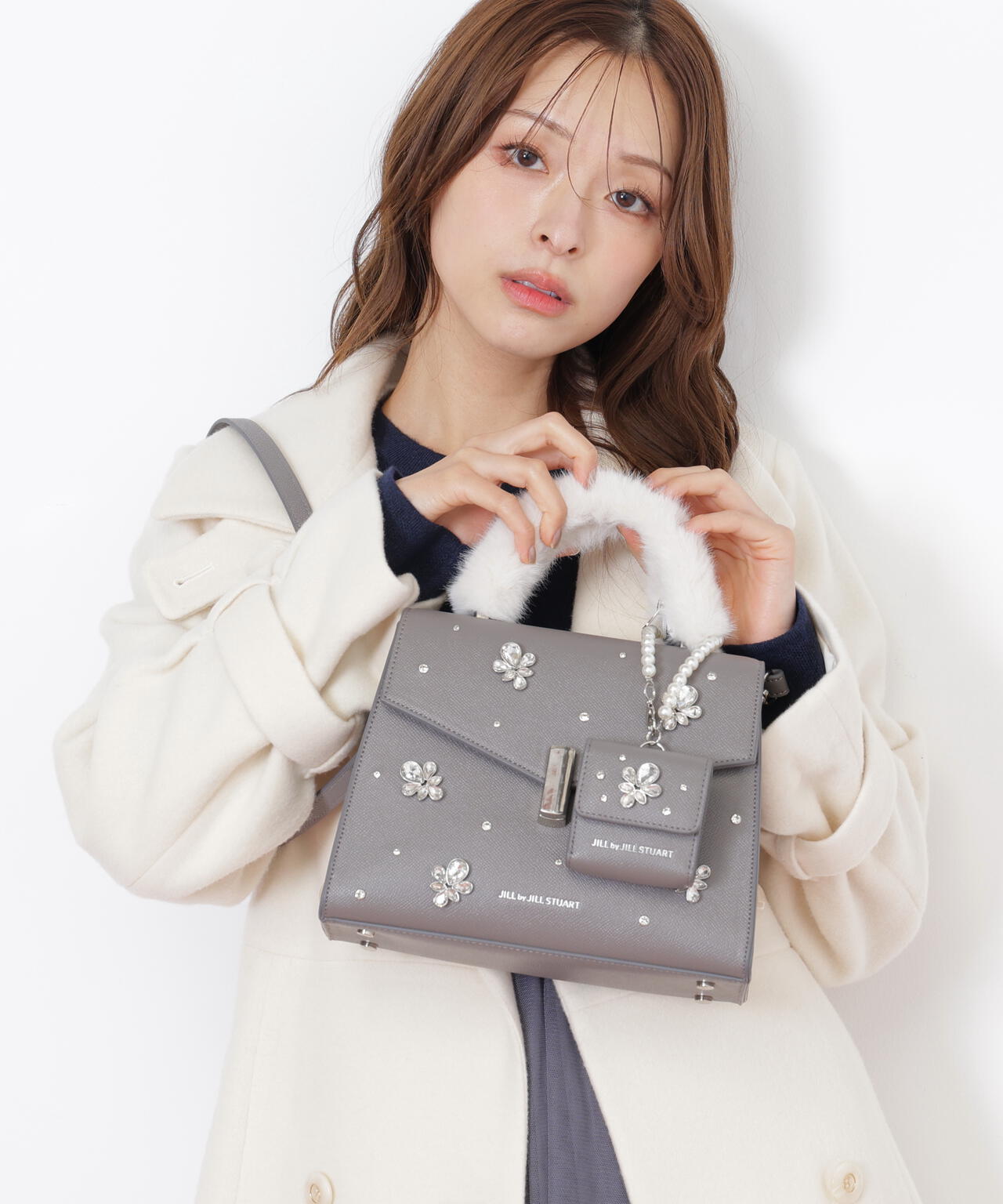 【匿名】JILLbyJILLSTUART ランダムビジューファーハンドルバッグ ランダムビジューファーハンドルバッグ | JILL by JILL STUART（ジル