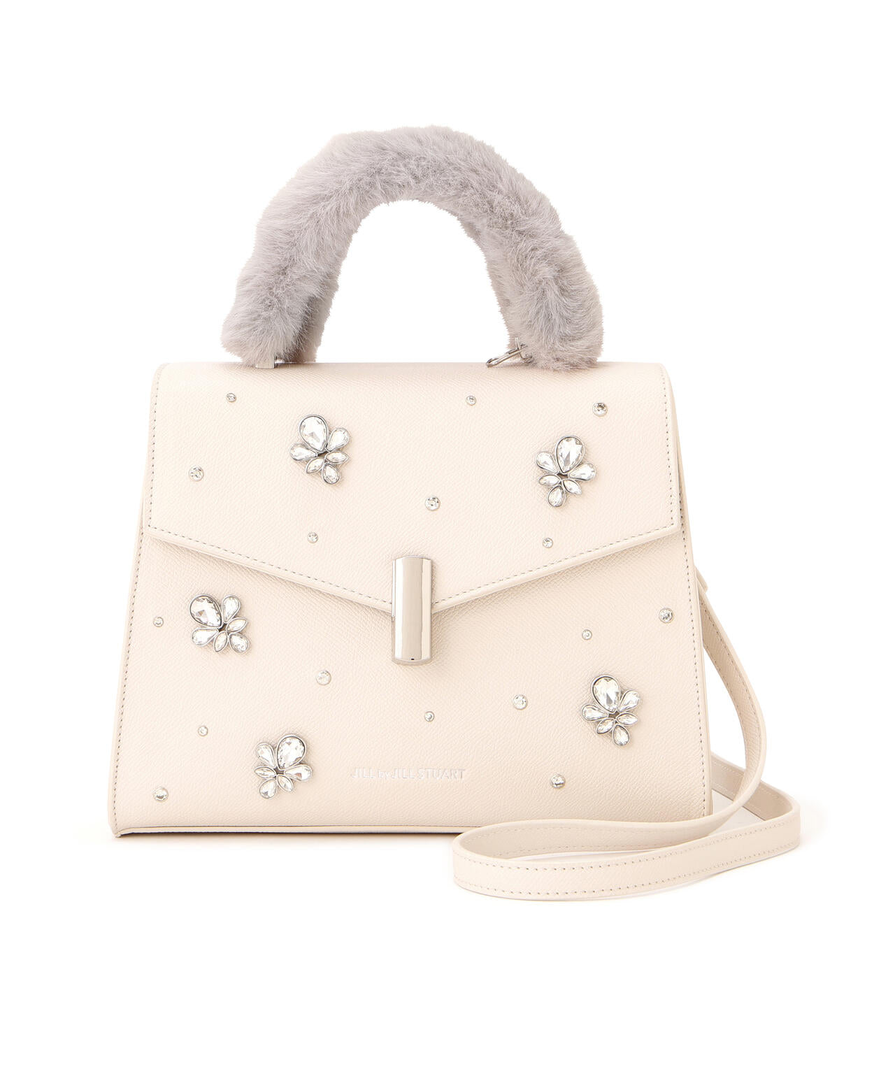 ランダムビジューファーハンドルバッグ