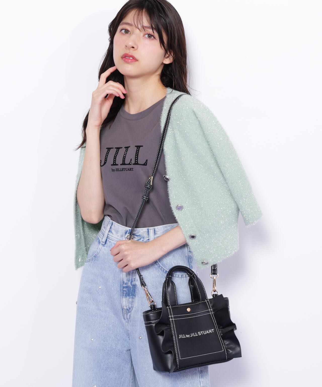 ＜フリルトートミニ＞フェイクレザー