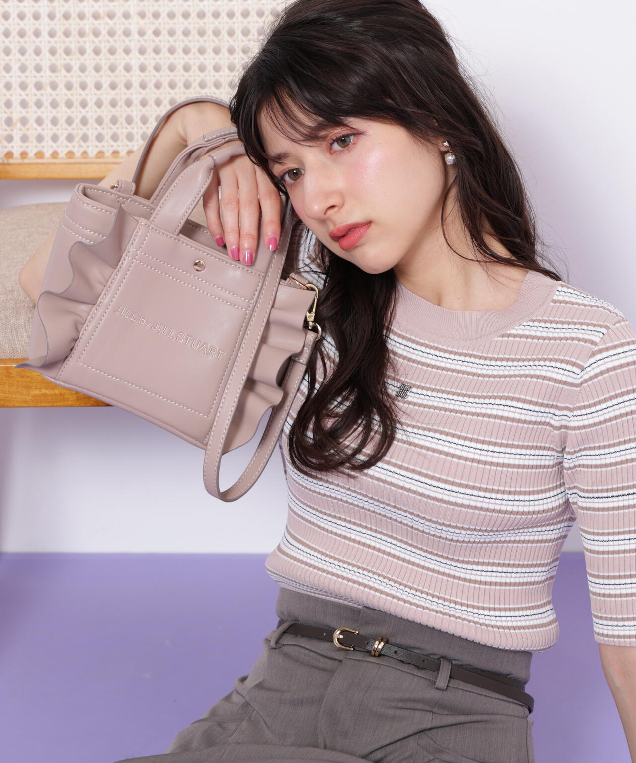 ＜フリルトートミニ＞フェイクレザー