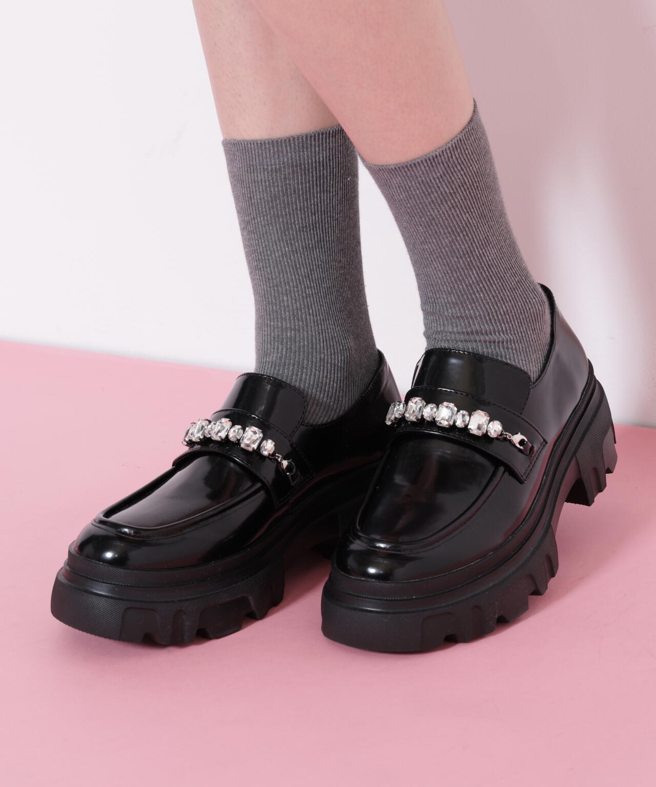 ビジュー付きカスタムローファー