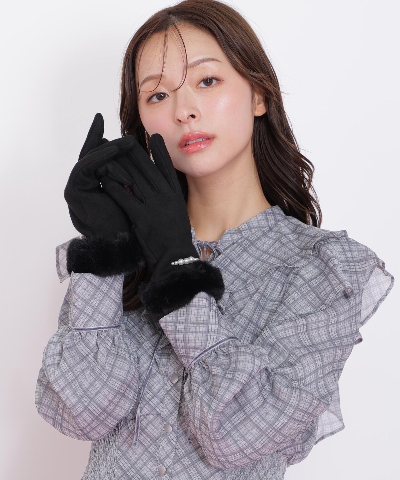 フェイクスエードフェイクファー付きグローブ | JILL by JILL STUART