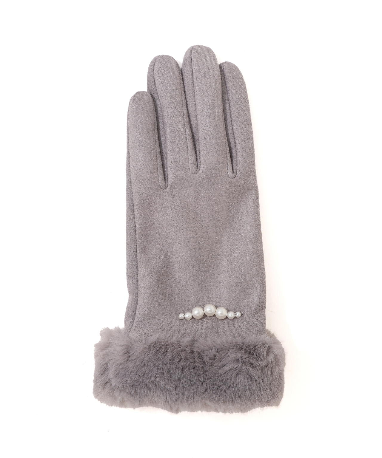 フェイクスエードフェイクファー付きグローブ