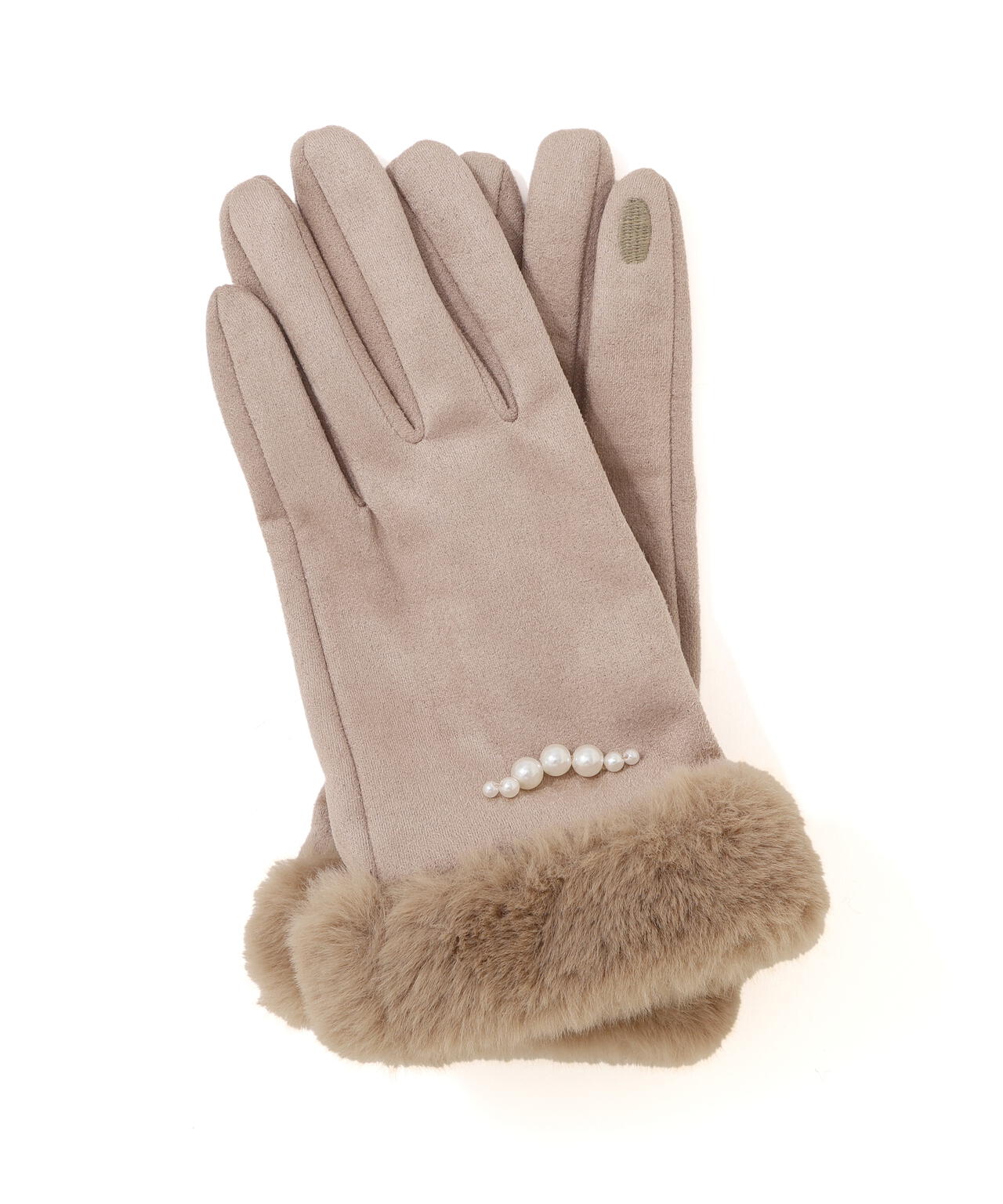 フェイクスエードフェイクファー付きグローブ